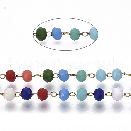 Handmade Faceted Glass Beaded Chains CHS-T003-06G-1