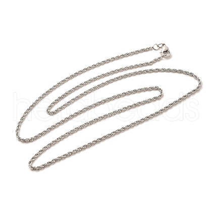 2mm Rack Plating Brass Rope Chain Necklaces for Women Men MAK-L044-59P-1