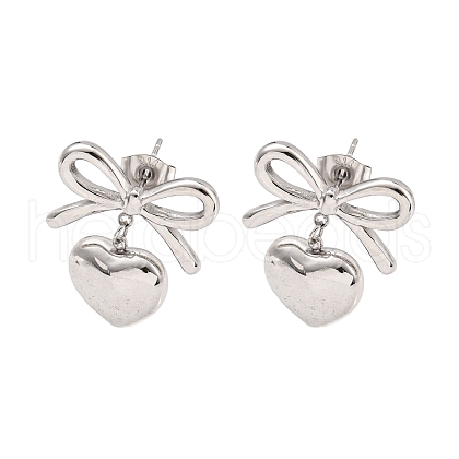 Non-Tarnish Bowknot 304 Stainless Steel Stud Earrings EJEW-R164-01P-1