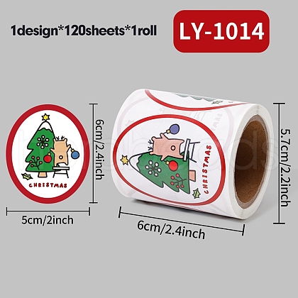 120 Round Paper Christmas Cartoon Sticker Rolls DIY-M070-09C-1
