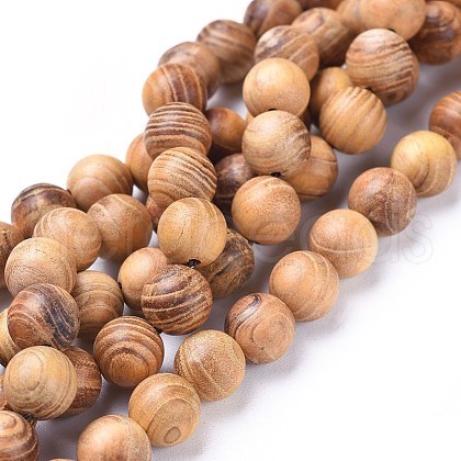 Natural Wood Beads Strands X-WOOD-F008-05-B-1
