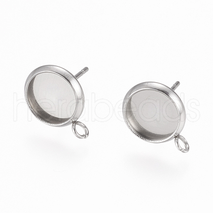 Non-Tarnish 304 Stainless Steel Stud Earring Settings STAS-L195-01B-1