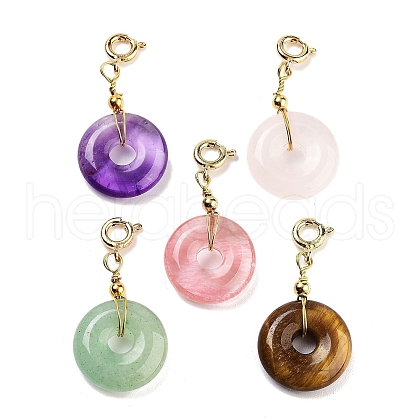 Natural & Synthetic Gemstone Donut Pendant Decorations G-P537-04G-1