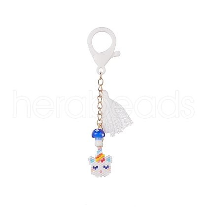 Unicorn Handmade Loom Pattern Seed Beads Pendant Decorations HJEW-MZ00010-1