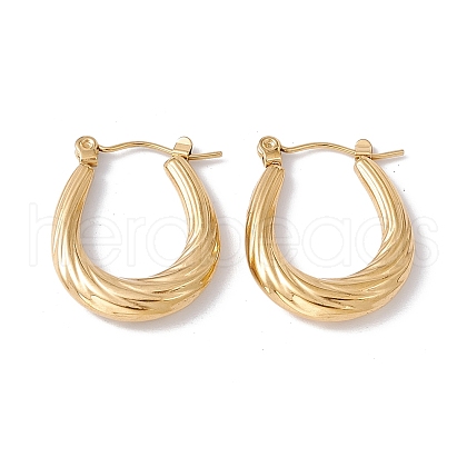 Ion Plating(IP) 304 Stainless Steel Twist Teardrop Hoop Earrings for Women EJEW-G314-05G-1