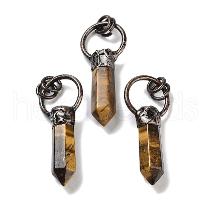 Natural Tiger Eye Faceted Pointed Bullet Pendants G-A221-03F-1