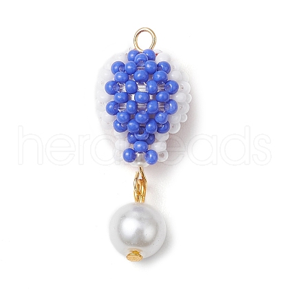Glass Seed Beaded Hot Air Balloon Pendants PALLOY-MZ00640-1