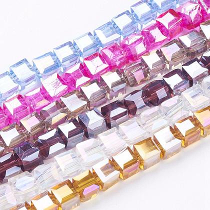 Electroplate Glass Beads Strands EGLA-R030-6x6mm-M-1