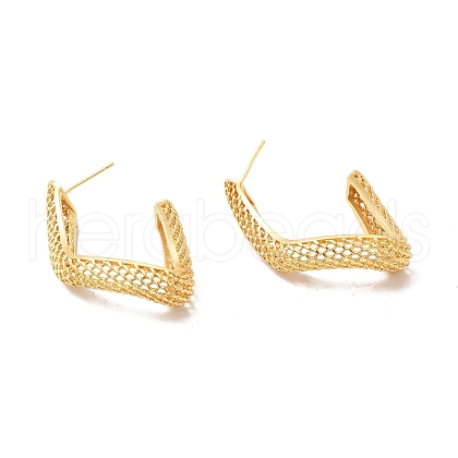 Rack Plating Brass Hollow Out Twist Stud Earrings for Women EJEW-F308-05G-1