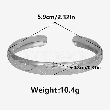 304 Stainless Steel Evil Eye Cuff Bangles for Women MB1147-1-1