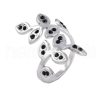 304 Stainless Steel Open Cuff Ring for Women RJEW-F166-12P-01-1