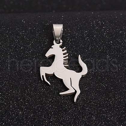 Tarnish Resistant Boy Jewelry Original Color 201 Stainless Steel Blank Horse Pendants STAS-I032-227-1