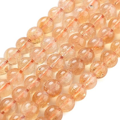 Natural Citrine Beads Strands X-G-S150-09-6mm-1