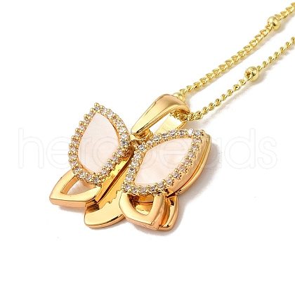 Brass Micro Pave Clear Cubic Zirconia Pendants Necklaces NJEW-K269-02C-G-1