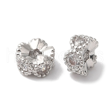 Brass Micro Pave Clear Cubic Zirconia Beads KK-G503-24P-1