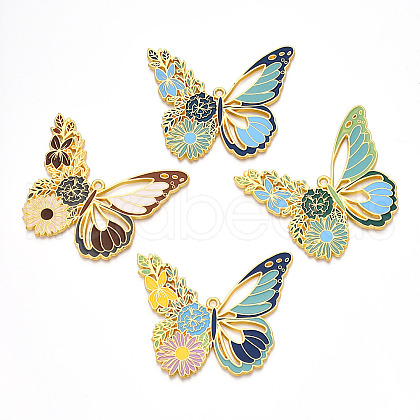 Rack Plating Alloy Enamel Big Pendants ENAM-N056-396-G-1