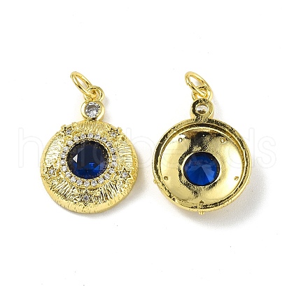 Brass Micro Pave Clear Cubic Zirconia Pendants KK-E068-VF326-1