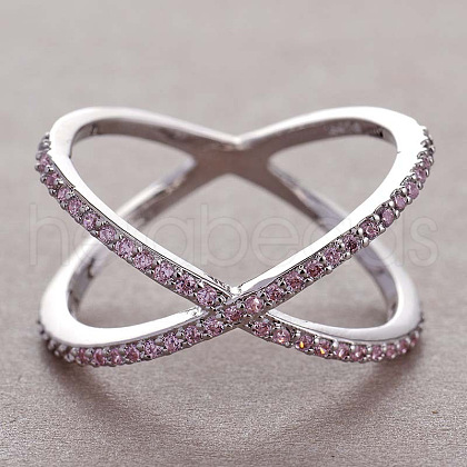 Simple Style Brass Cubic Zirconia Finger Rings FS-WG32029-10-1