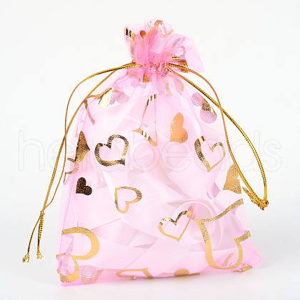 Heart Printed Organza Bags OP-R022-10x15-02-1