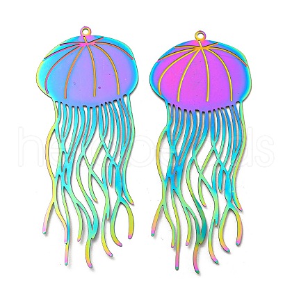 Ion Plating(IP) 304 Stainless Steel Etched Metal Embellishments Big Pendants STAS-G328-05B-RC-1