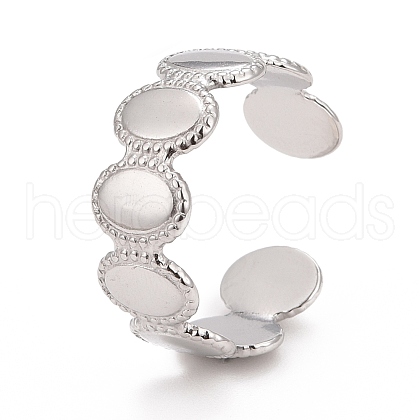Non-Tarnish 304 Stainless Steel Oval Wrap Open Cuff Ring for Women RJEW-C025-05P-1