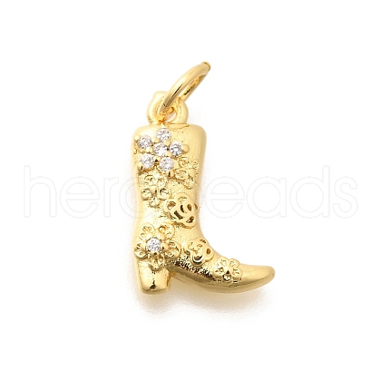 Brass Micro Pave Clear Cubic Zirconia Pendants KK-L225-045G-1