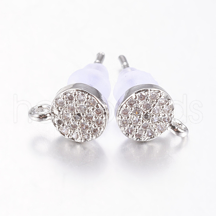 Brass Micro Pave Cubic Zirconia Stud Earring Findings ZIRC-E132-11B-P-1