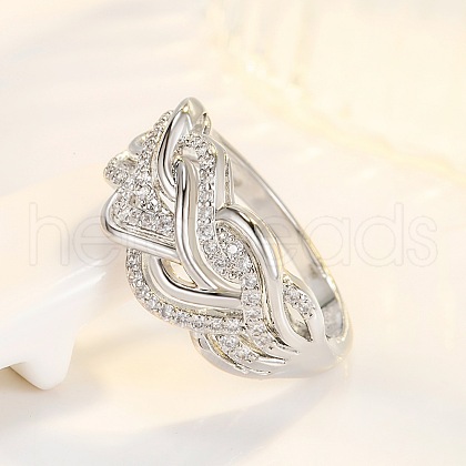 Brass Micro Pave Cubic Zirconia Finger Rings FS-WG45EDE-03-1