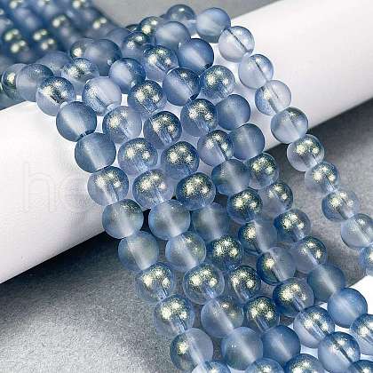 Frosted Transparent Glass Bead Strands GLAA-P065-6mm-10-1