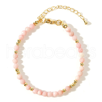Faceted Natural Pink Opal Round Beaded Bracelets for Women SO7261-5-1