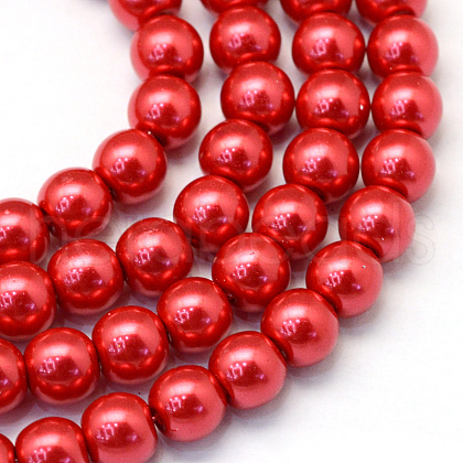 Baking Painted Pearlized Glass Pearl Round Bead Strands HY-Q003-6mm-74-1