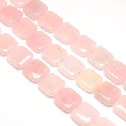 Natural Square Rose Quartz Beads Strands G-L253-01-1