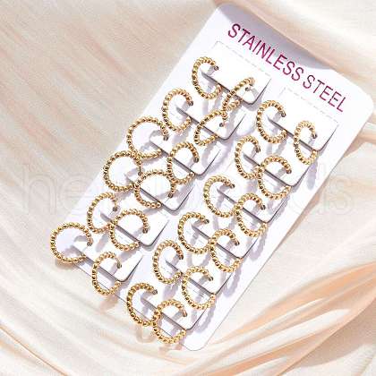 301 Stainless Steel Hoop Earrrings for Women EJEW-U066-05G-1
