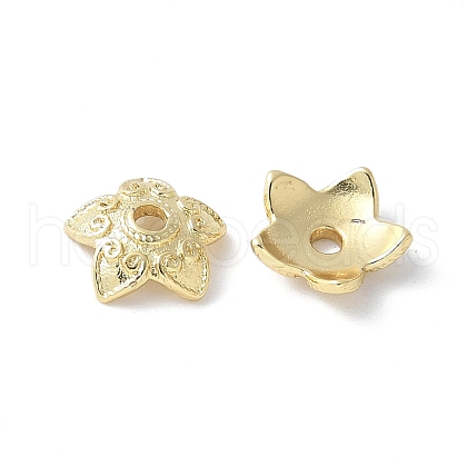 Flower Brass Bead Caps KK-F892-34G-04-1