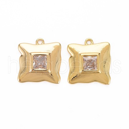 Brass Micro Pave Clear Cubic Zirconia Pendants KK-S360-149-NR-1