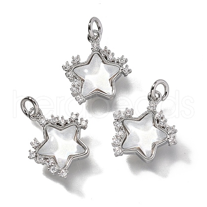 Brass Micro Pave Cubic Zirconia Charms KK-Q043-04P-01-1