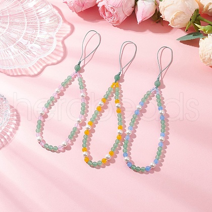Natural & Dyed Malaysia Jade Mobile Straps HJEW-JM03426-1