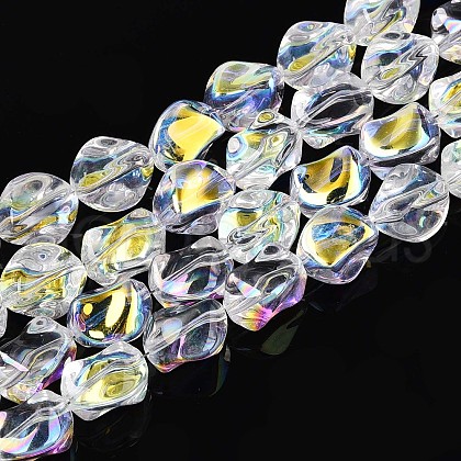 Electroplate Transparent Glass Beads Strands EGLA-N017-01A-1
