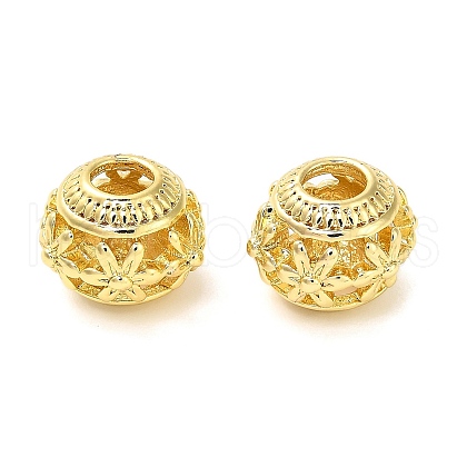 Hollow Brass European Beads KK-L229-012G-1