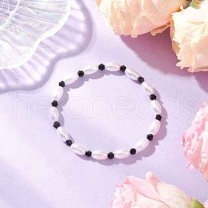 ABS Plastic Imitation Pearl Beaded Stretch Bracelets BJEW-JB11908-1