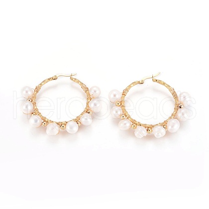 304 Stainless Steel Hoop Earrings EJEW-F240-01G-1