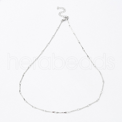 Non-Tarnish 304 Stainless Steel Bar Link Chain Necklaces NJEW-K249-16P-1