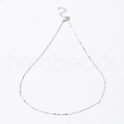 304 Stainless Steel Bar Link Chain Necklaces NJEW-K249-16P-1