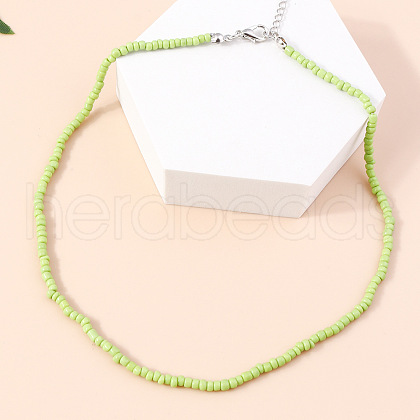 Rondelle Glass Seed Beaded Necklaces for Women FS-WGE85A7-09-1