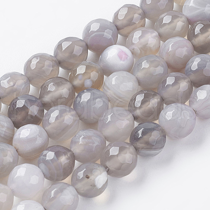 Natural Striped Agate/Banded Agate Beads Strands X-G-G581-8mm-09-1