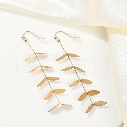 304 Stainless Steel Leaf Stud Earrings for Women EJEW-R008-02G-1