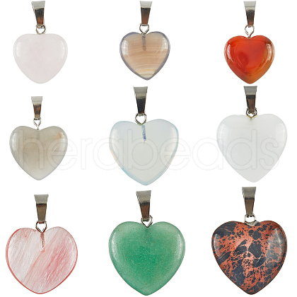 SUNNYCLUE 18pcs 9 styles Natural & Synthetic Mixed Gemstone Pendants G-SC0002-59-1