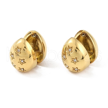 Star Teardrop 304 Stainless Steel Pave Rhinestone Hoop Earrings for Women EJEW-G390-03G-02-1