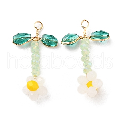 Glass Beaded Pendants GLAA-K060-02G-06-1