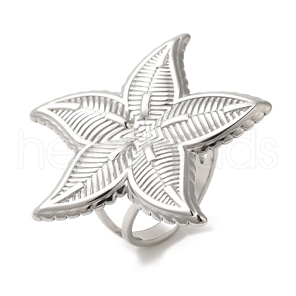 Non-Tarnish 304 Stainless Steel Starfish Open Cuff Rings for Women RJEW-Z053-10P-1